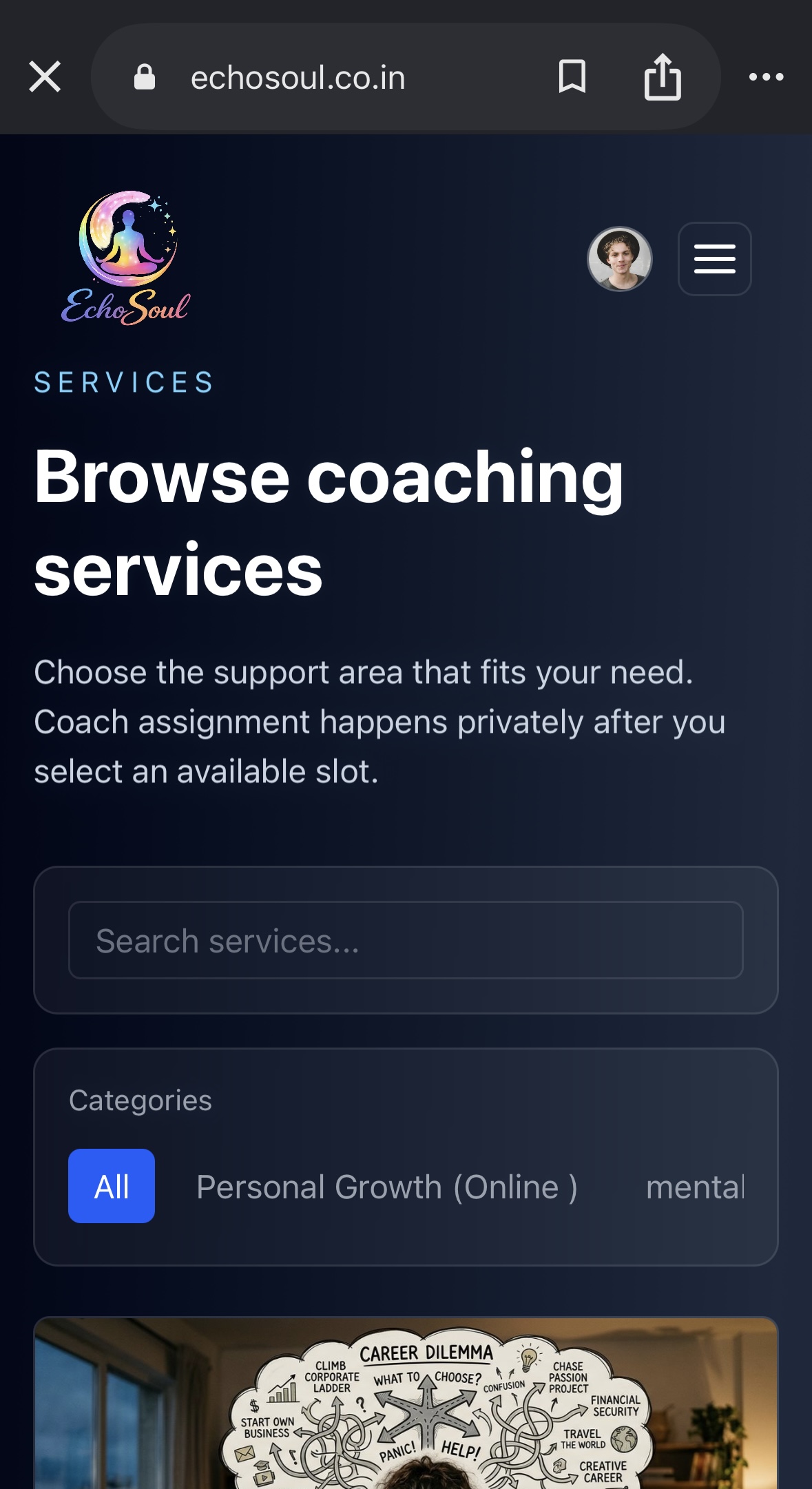 Choose a Service screenshot