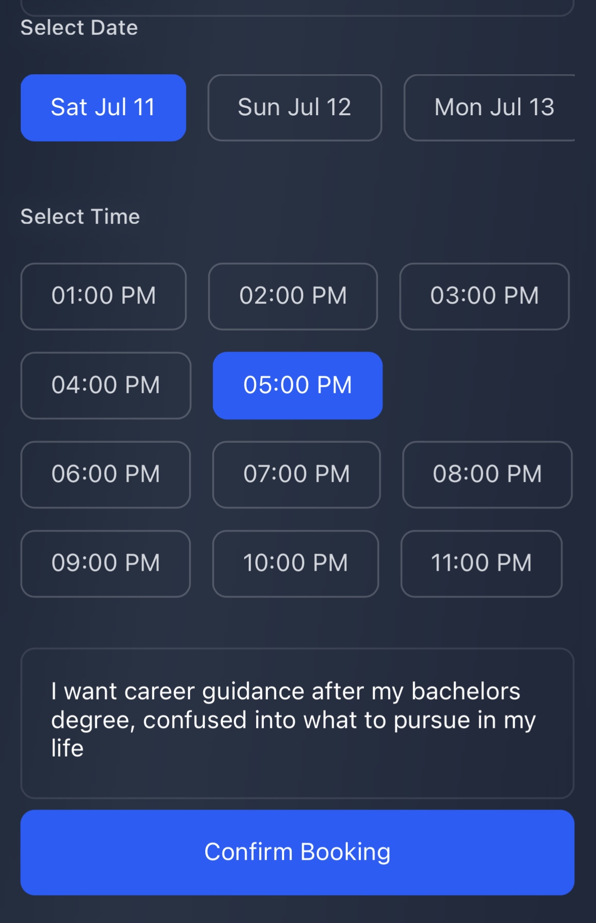 Choose Date and Time screenshot